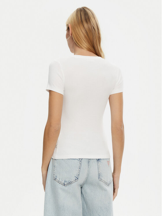 Guess Jeans Guess Jeans T-Shirt W5RI57 KA0H1 Λευκό Slim Fit