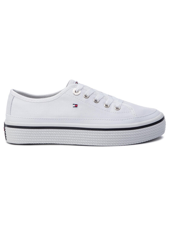 Tommy Hilfiger Tenis superge Tommy Hilfiger Corporate Flatform Sneaker FW0FW04259 Bela