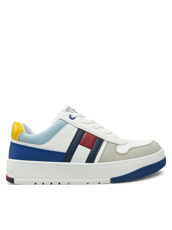 Tommy Hilfiger Laisvalaikio batai Tommy Hilfiger Flag Low Cut Lace-Up Sneaker T3X9-33863-1269 S Balta