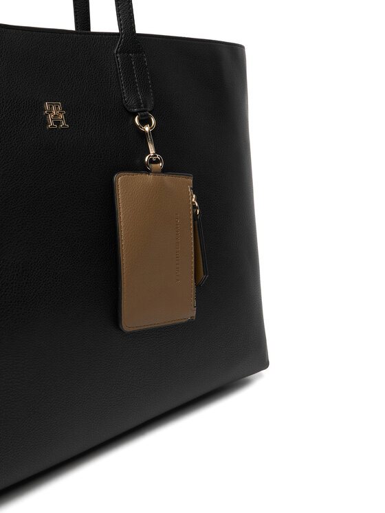 Tommy Hilfiger Дамска чанта Tommy Hilfiger Th Icon Tote AW0AW18173 Черен