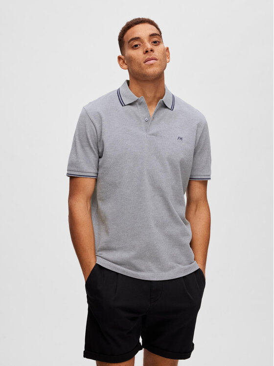 Selected Homme Selected Homme Поло 16087840 Сірий Regular Fit