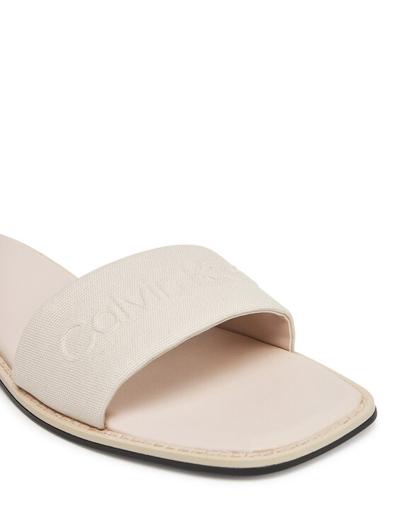 Calvin Klein Klapki Calvin Klein Flat Slide - He HW0HW02378 Écru