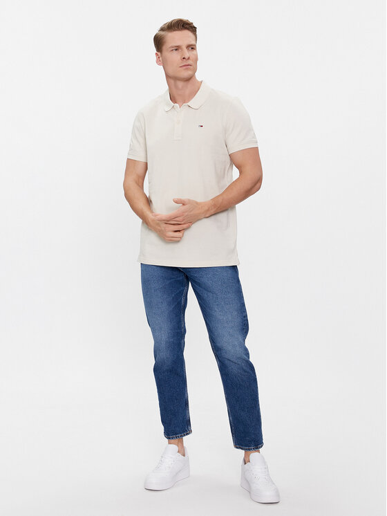 Tommy Jeans Tommy Jeans Pólóing DM0DM18312 Bézs Slim Fit