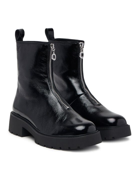 Calvin Klein Botine Calvin Klein Chunky Zip Boot Shiny Lth HW0HW03200 Negru