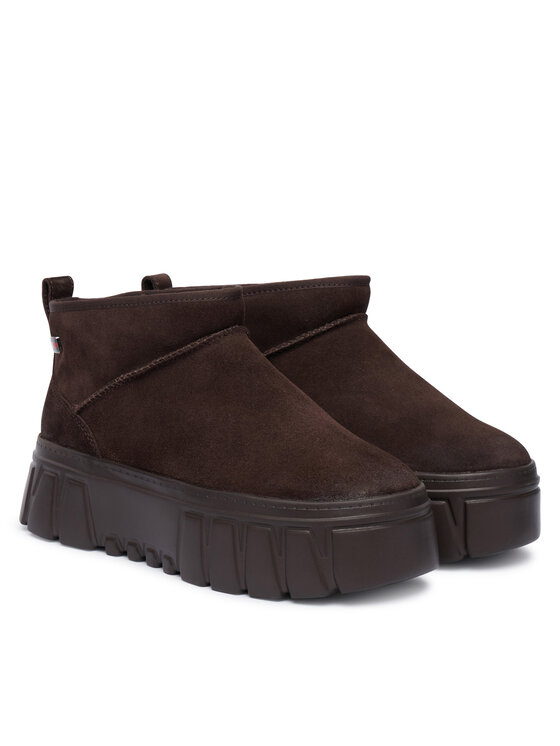 Tommy Jeans Μπότες Χιονιού Tommy Jeans Tjw Suede Platform Boots Wl EN0EN03158 Καφέ