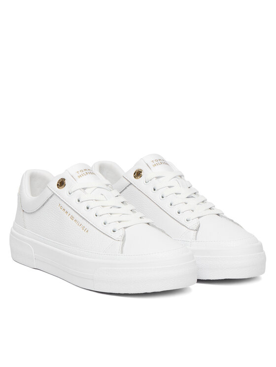 Tommy Hilfiger Superge Tommy Hilfiger Th Foxing Platform Leather FW0FW09018 Bela
