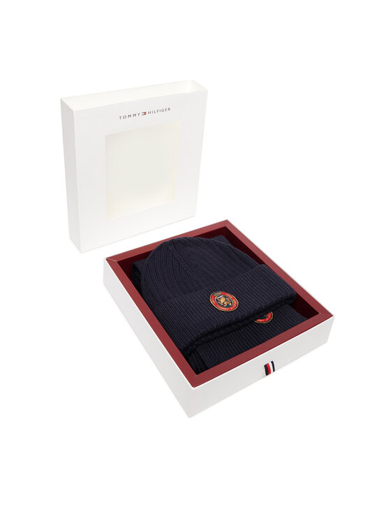 Tommy Hilfiger Комплект шал и шапка Tommy Hilfiger Th Crest Giftpack AM0AM14586 Тъмносин