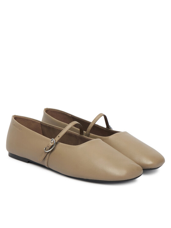 Calvin Klein Balerinke Calvin Klein Oblique Ballerina Mj Lth Hdw HW0HW02847 Rjava