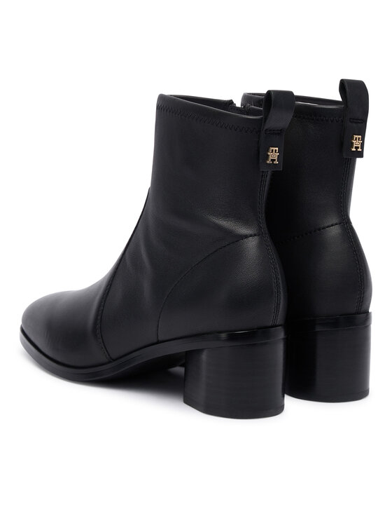 Tommy Hilfiger Боти Tommy Hilfiger Th Stretch Leather Bootie FW0FW08860 Черен