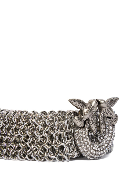 PINKO Жіночий ремінь PINKO Strass Buckle Belt H2 105878 A2X8 Срібний