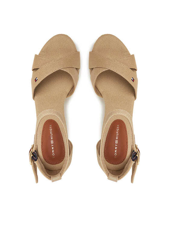 Tommy Hilfiger Sandály Tommy Hilfiger Flag High Wedge Espad Crisscross FW0FW08661 Béžová