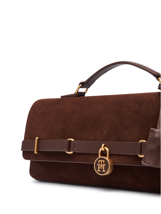 Tommy Hilfiger Дамска чанта Tommy Hilfiger American Icon Clutch Suede AW0AW19515 Кафяв