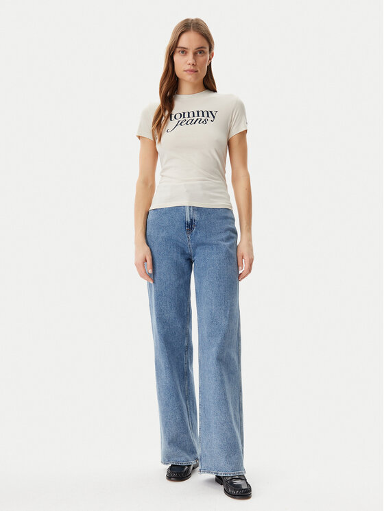 Tommy Jeans Tommy Jeans Póló Essential DW0DW19447 Bézs Slim Fit