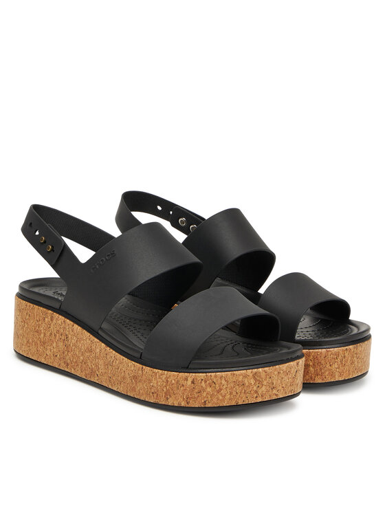 Crocs Босоніжки Crocs Brooklyn Cork Low Wedge 211144 Чорний
