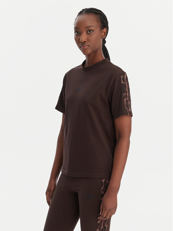 adidas adidas Camiseta Seasonal Essentials Leopard Print KE8830 Marrón Regular Fit