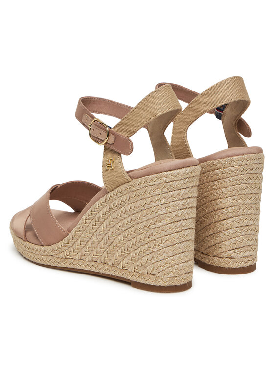 Tommy Hilfiger Espadrilky Tommy Hilfiger Satin High Wedge Espadrille FW0FW08602 Ružová