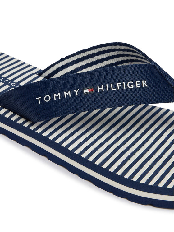 Tommy Hilfiger Čības uz pirksta Tommy Hilfiger Th Ithaca Stripe Summer Sandal FW0FW09192 Tumši zils