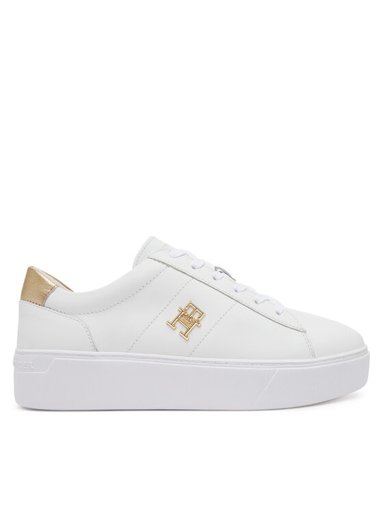 Tommy Hilfiger Sneakersy Tommy Hilfiger Platform Court Sneaker Metallics FW0FW08648 Biały
