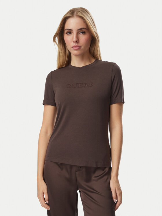 Guess Guess Marškinėliai O6GI00 KBF92 Ruda Regular Fit