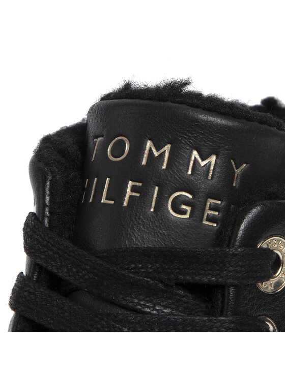 Tommy Hilfiger Сникърси Tommy Hilfiger Midcut Cosy Leather Sneaker FW0FW04536 Черен