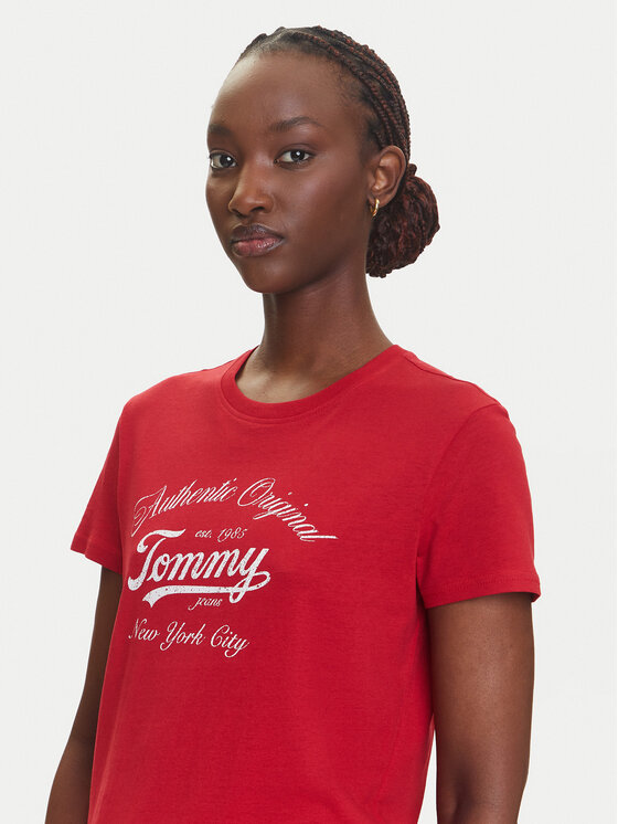 Tommy Jeans Tommy Jeans Póló Essential DW0DW21404 Piros Regular Fit