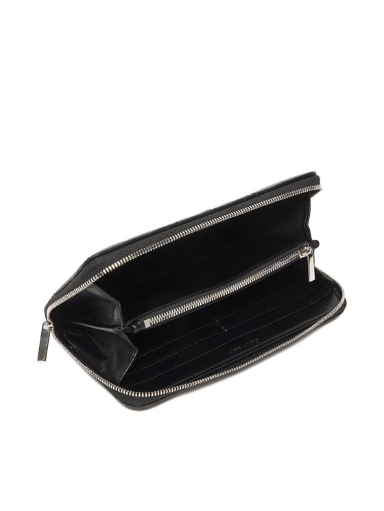 Calvin Klein Peňaženka Calvin Klein Quilted Long Zip Around LV04F1122G Čierna