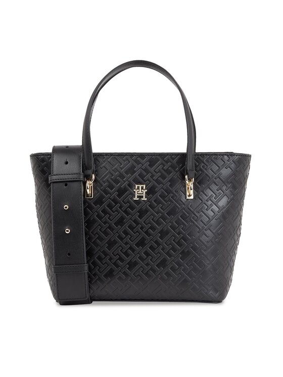 Tommy Hilfiger Τσάντα Tommy Hilfiger Th Refined Mini Tote Mono AW0AW16002 Μαύρο