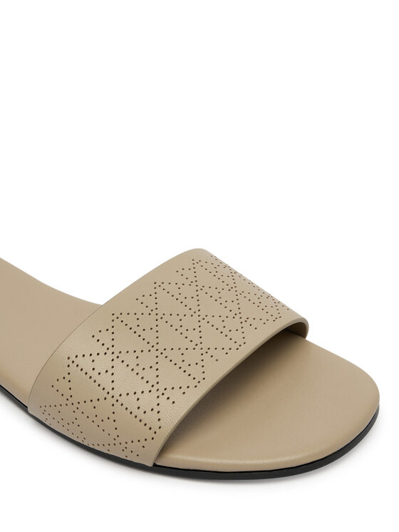 Calvin Klein Nazouváky Calvin Klein Org Flat Sndl One Bar Lth Aop HW0HW02857 Béžová