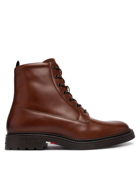 Tommy Hilfiger Šnurovacia obuv Tommy Hilfiger Corporate Casual Lth Boot FM0FM06174 Hnedá