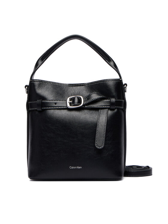 Calvin Klein Ročna torba Calvin Klein Buckle Mini Bucket Crossbody LV04F3550G Črna