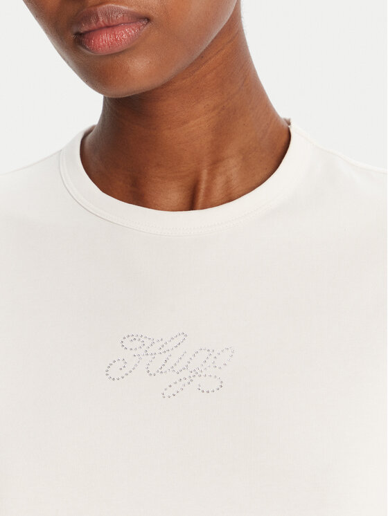 HUGO HUGO Camiseta Rhinestone 50551404 Écru Slim Fit
