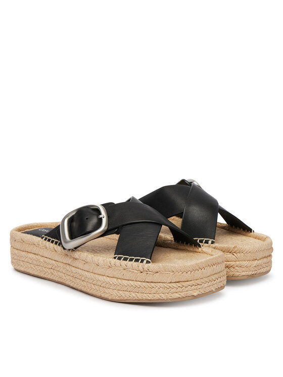 Calvin Klein Espadrile Calvin Klein Flatf Espadrill Cross Lth Hdw HW0HW02892 Negru