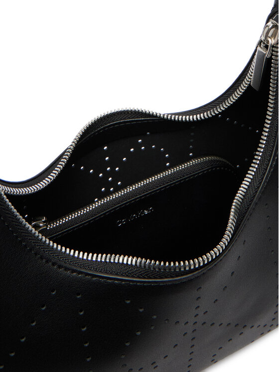 Calvin Klein Ročna torba Calvin Klein Emblem Aop Perfor Lthr Bag LV04F3367G Črna