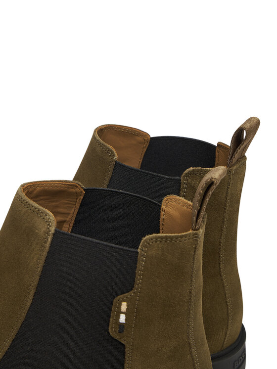 BOSS Kotníková obuv s elastickým prvkem BOSS Calev 50552528 Zelená