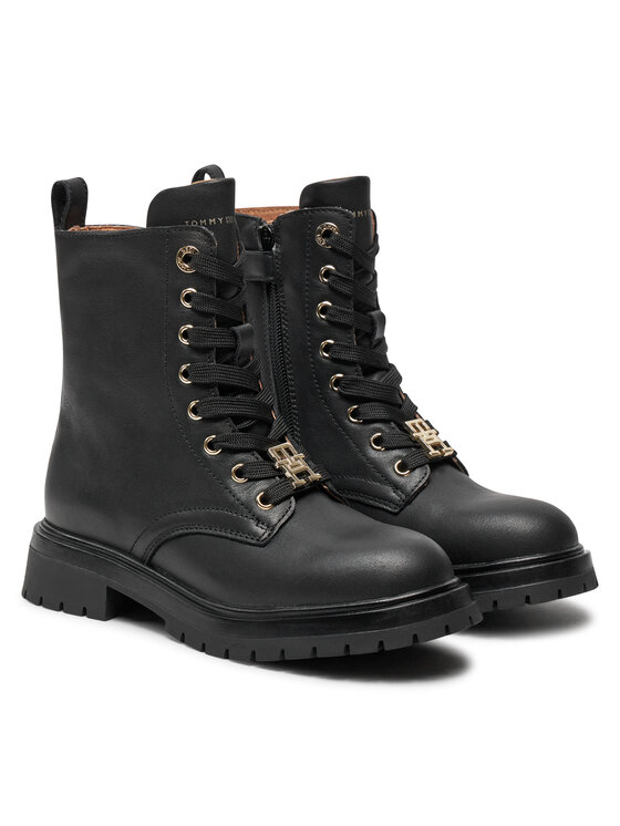 Tommy Hilfiger Trapper stila apavi Tommy Hilfiger Lace Up Bootie T3A5-33568-0092 M Melns