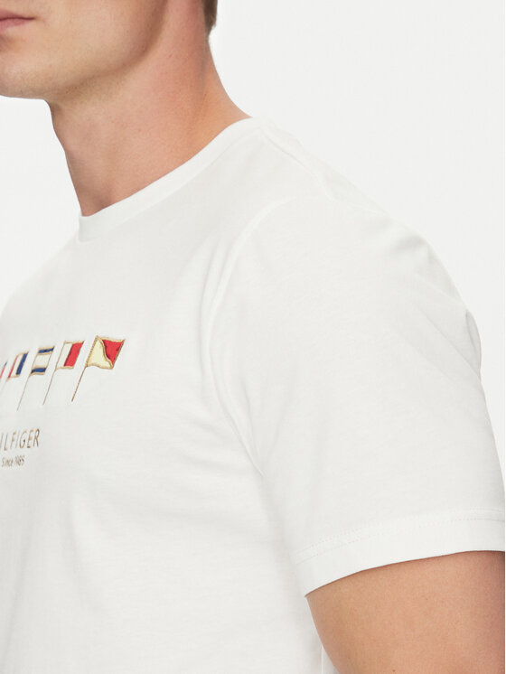 Tommy Hilfiger Tommy Hilfiger T-shirt Multi Flags MW0MW38616 Bijela Regular Fit