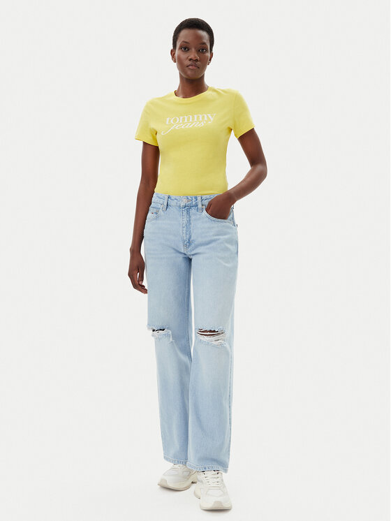Tommy Jeans Tommy Jeans Marškinėliai Essential DW0DW19447 Geltona Slim Fit