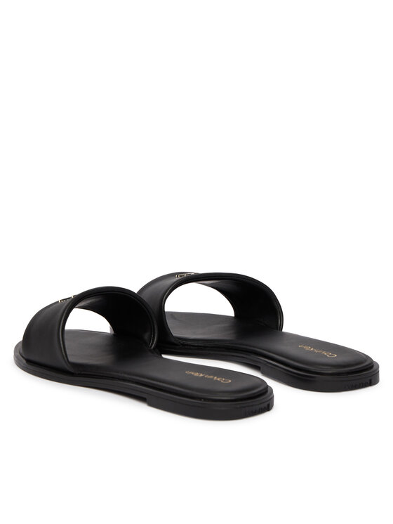 Calvin Klein Klapki Calvin Klein Round Flat Sndl Lth Bar Hw 2 HW0HW02925 Czarny