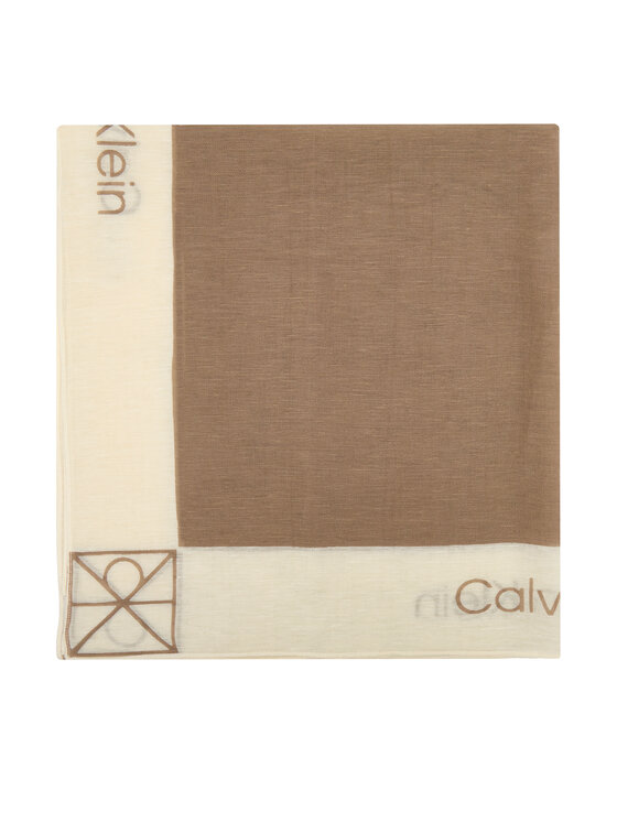 Calvin Klein Šal Calvin Klein Linen Blend Emblem Pareo Scarf LV04F9021G Bež