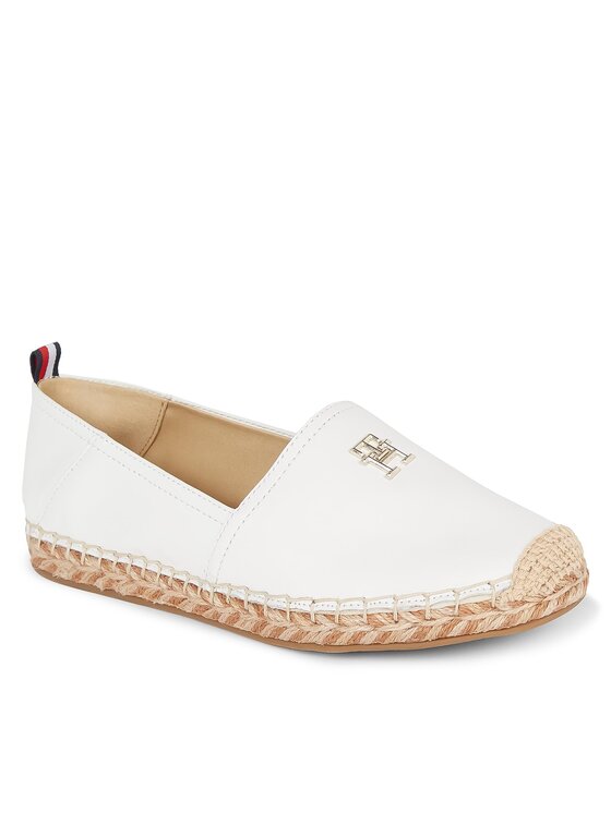 Tommy Hilfiger Espadrilky Tommy Hilfiger Th Leather Flat Espadrille FW0FW07720 Écru