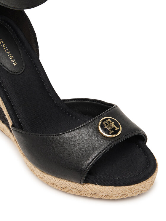 Tommy Hilfiger Espadrilky Tommy Hilfiger Plate High Wedge Espad FW0FW09517 Černá
