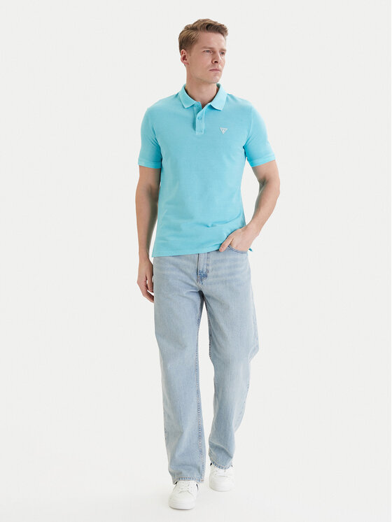 Guess Guess Поло F6GP03 K9WF1 Бірюзовий Slim Fit