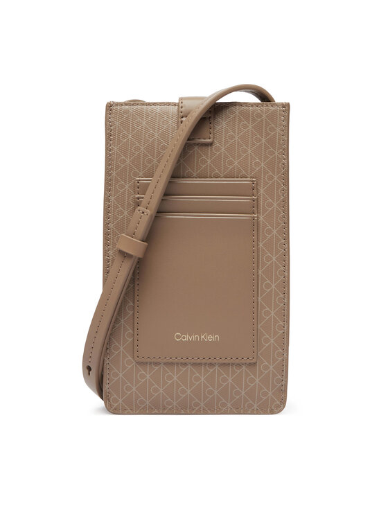 Calvin Klein Rankinė telefonui Calvin Klein Emblem Aop Phone Crossbody LV04F1115G Ruda