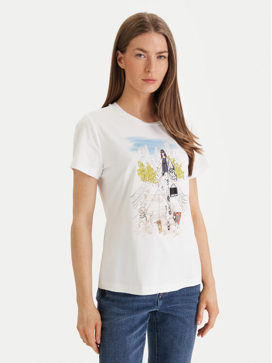 DKNY DKNY Camiseta Central Park Conversational P61M0WNA Blanco Regular Fit