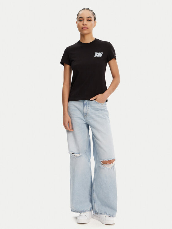 Tommy Jeans Tommy Jeans Majica Bubble DW0DW21338 Črna Regular Fit