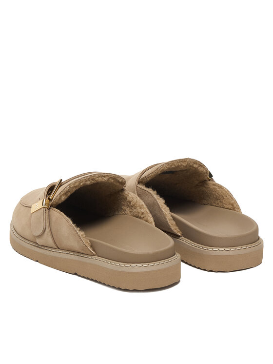 Tommy Hilfiger Παντόφλες Tommy Hilfiger Th Buckle Fur Suede Mule FW0FW09083 Μπεζ