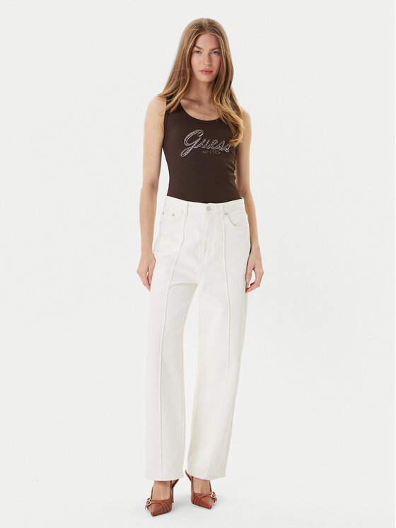 Guess Guess Top W5YP00 KCXJ2 Smeđa Regular Fit