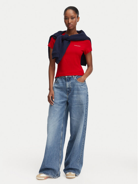 Tommy Jeans Tommy Jeans Camiseta Ess Logo DW0DW23479 Rojo oscuro Slim Fit