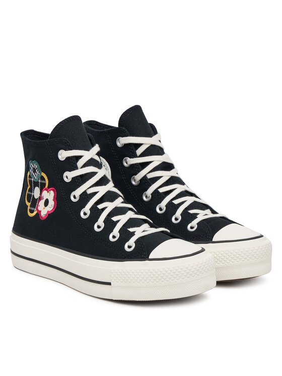 Converse Plátenky Converse Chuck Taylor All Star Lift Platform Floral Patchwork A15534C Čierna