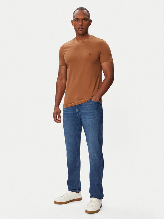 Tommy Hilfiger Tommy Hilfiger Majica MW0MW10800 Rjava Slim Fit